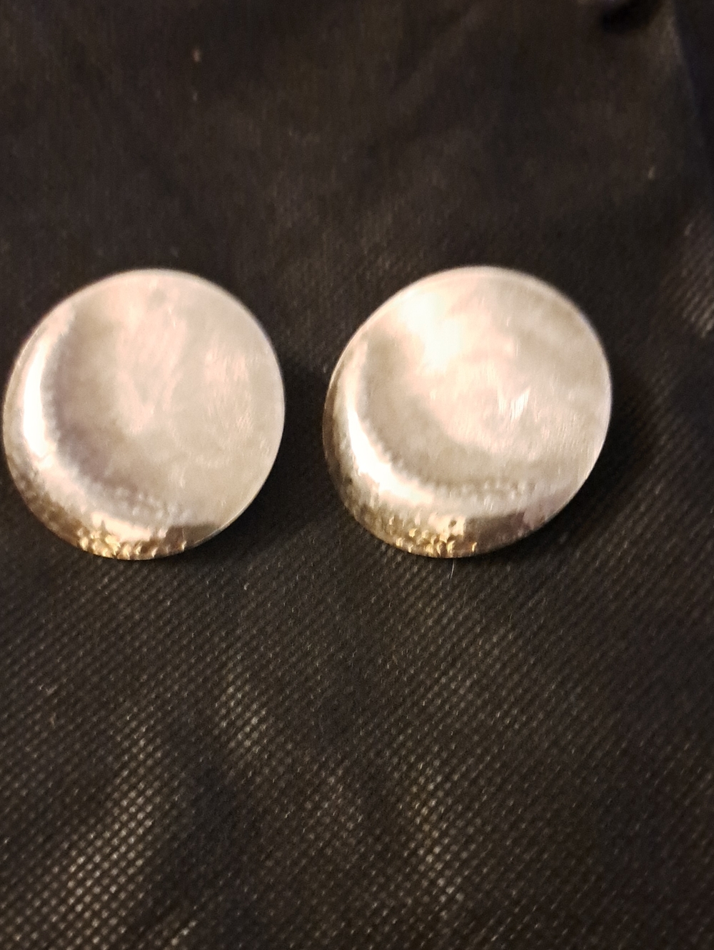 Polished Silver-Tone Round Stud Earrings